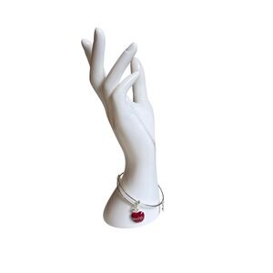 Alex and Ani‎ Teacher Apple Charm Bangle Bracelet Silver Red Enamel